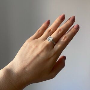 New Diamonique Silver Diamond 4ct Engagement Ring